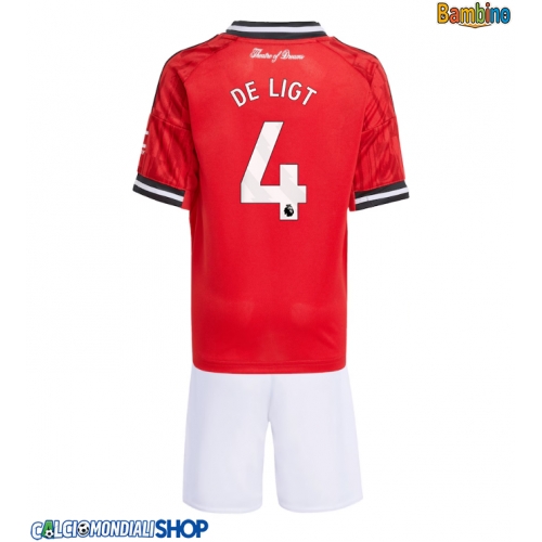 Maglie da calcio Manchester United Matthijs de Ligt #4 Prima Maglia Bambino 2025-26 Manica Corta + Pantaloni corti)